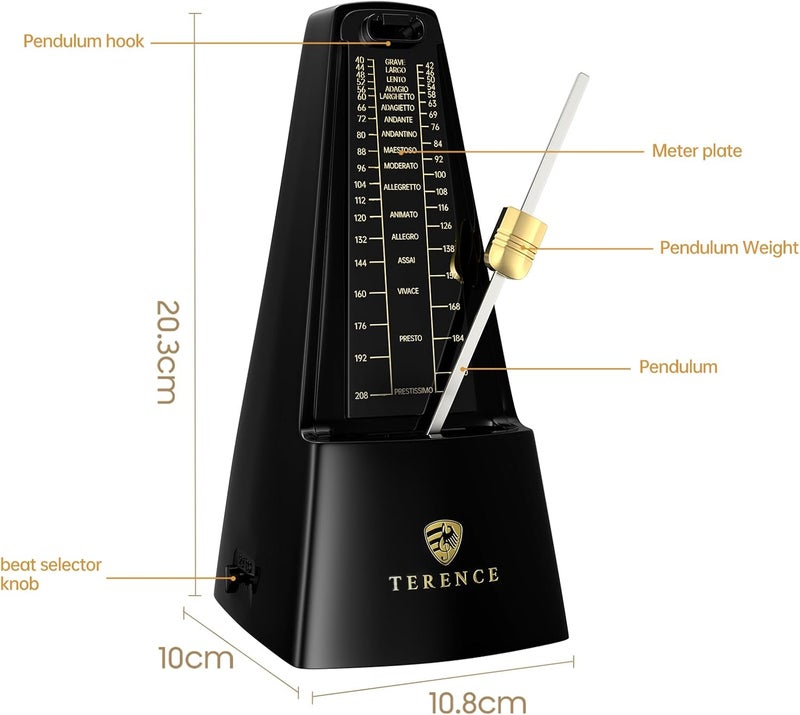 TERENCE Mechanical Metronomes for Piano Guitar Drum Violin and Other Musical Instruments with Loud Sound and Accurate Beat Multiple Beat Modes for Beginners - Image 3
